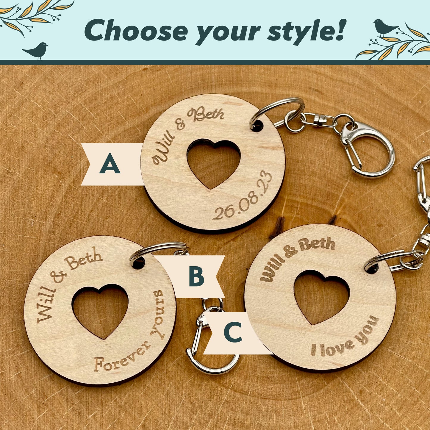 Couples Keyring Engraved Circle