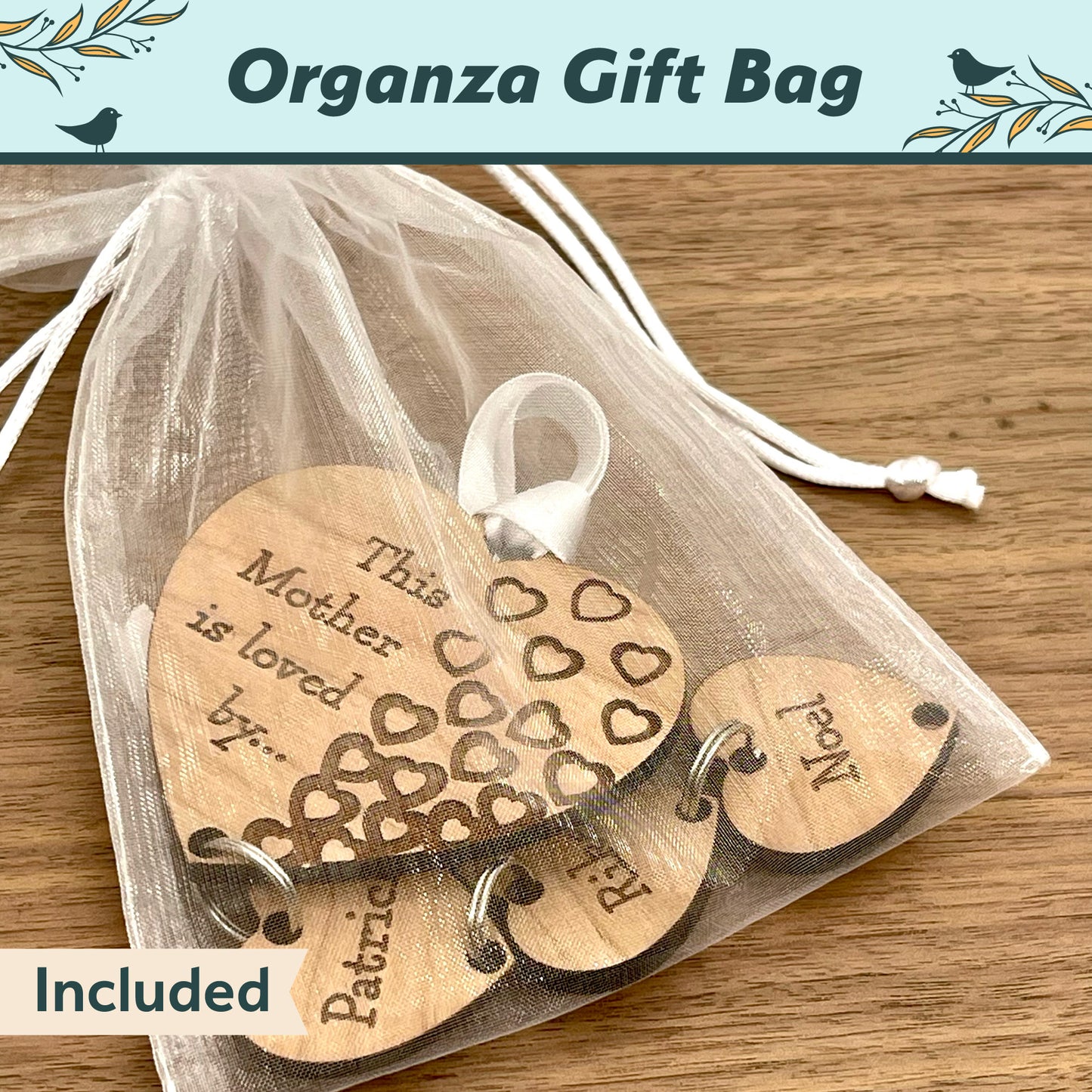 Cherry Wood Engraved Hanging Heart - Mother is loved by...