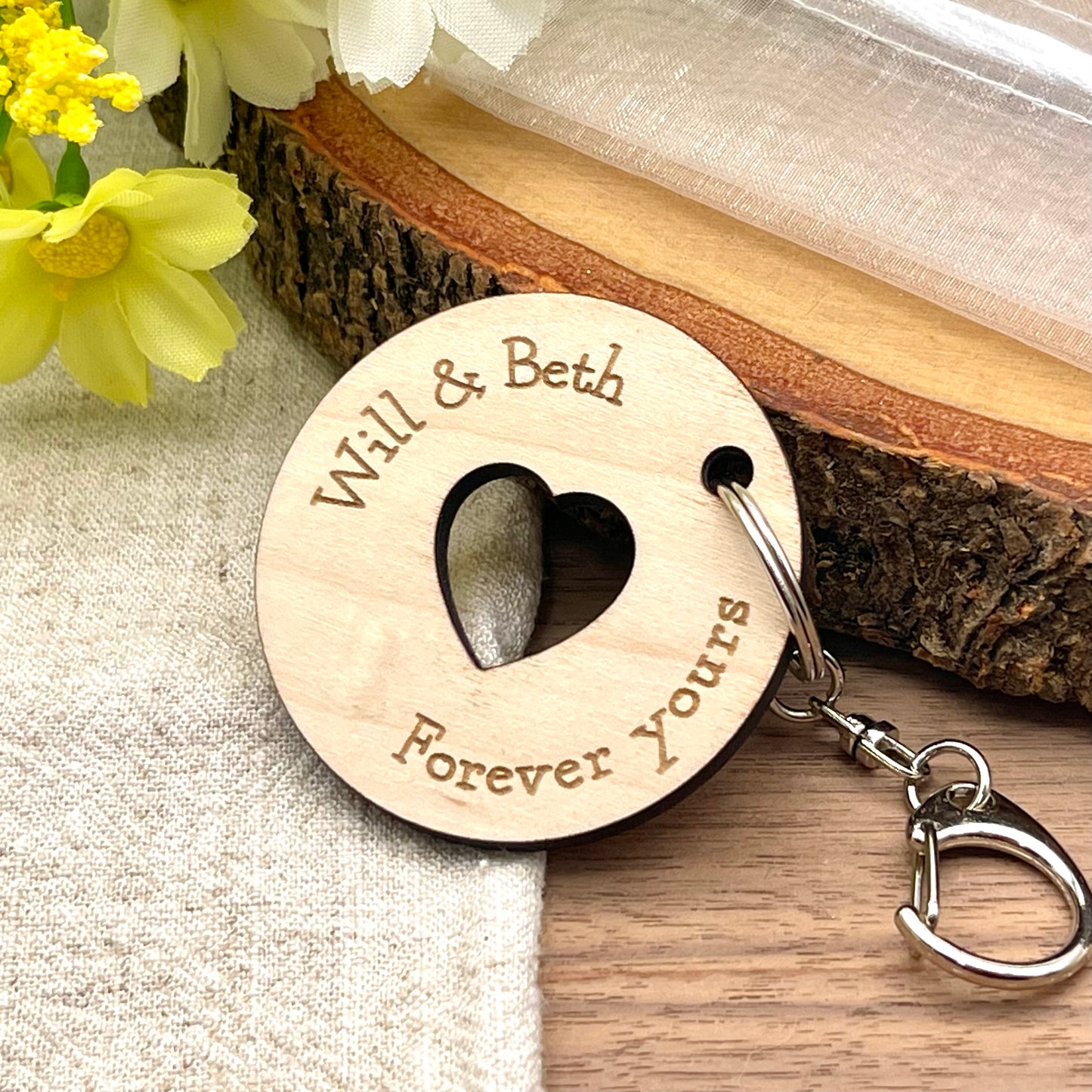 Couples Keyring Engraved Circle