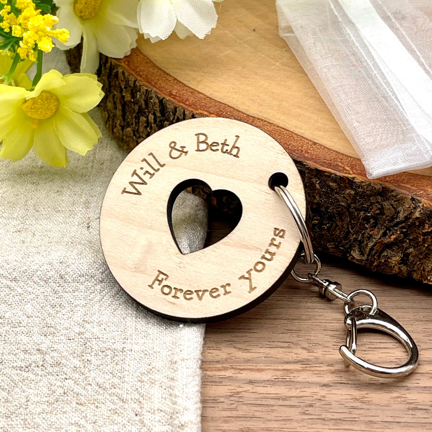 Couples Keyring Engraved Circle