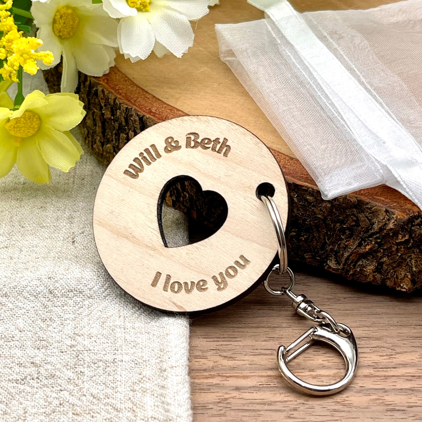 Couples Keyring Engraved Circle