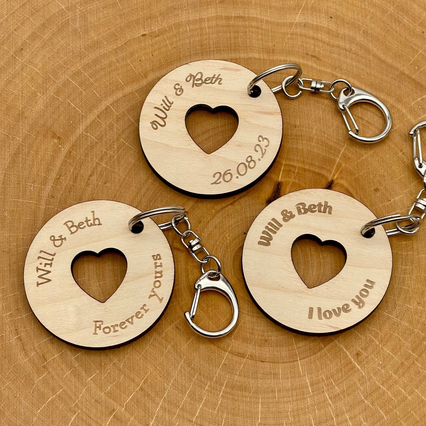 Couples Keyring Engraved Circle