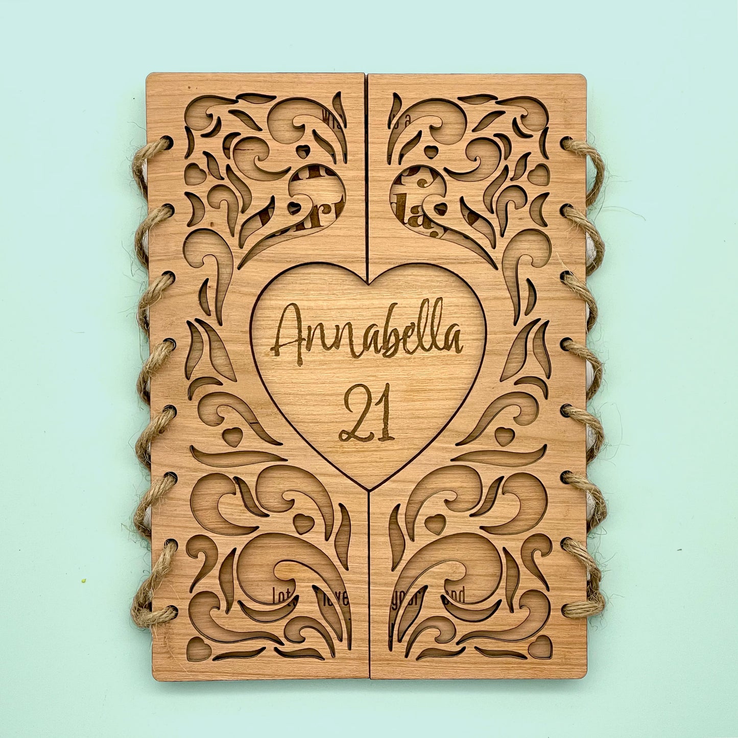 Wooden Birthday Card Gatefold Heart Decorative Keepsake