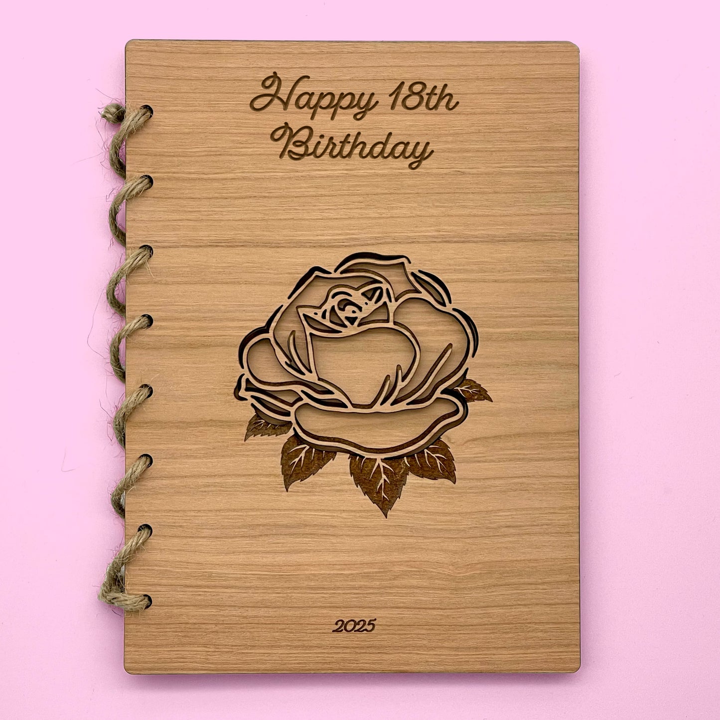 Wooden Birthday Card Cut Rose Decorative Keepsake