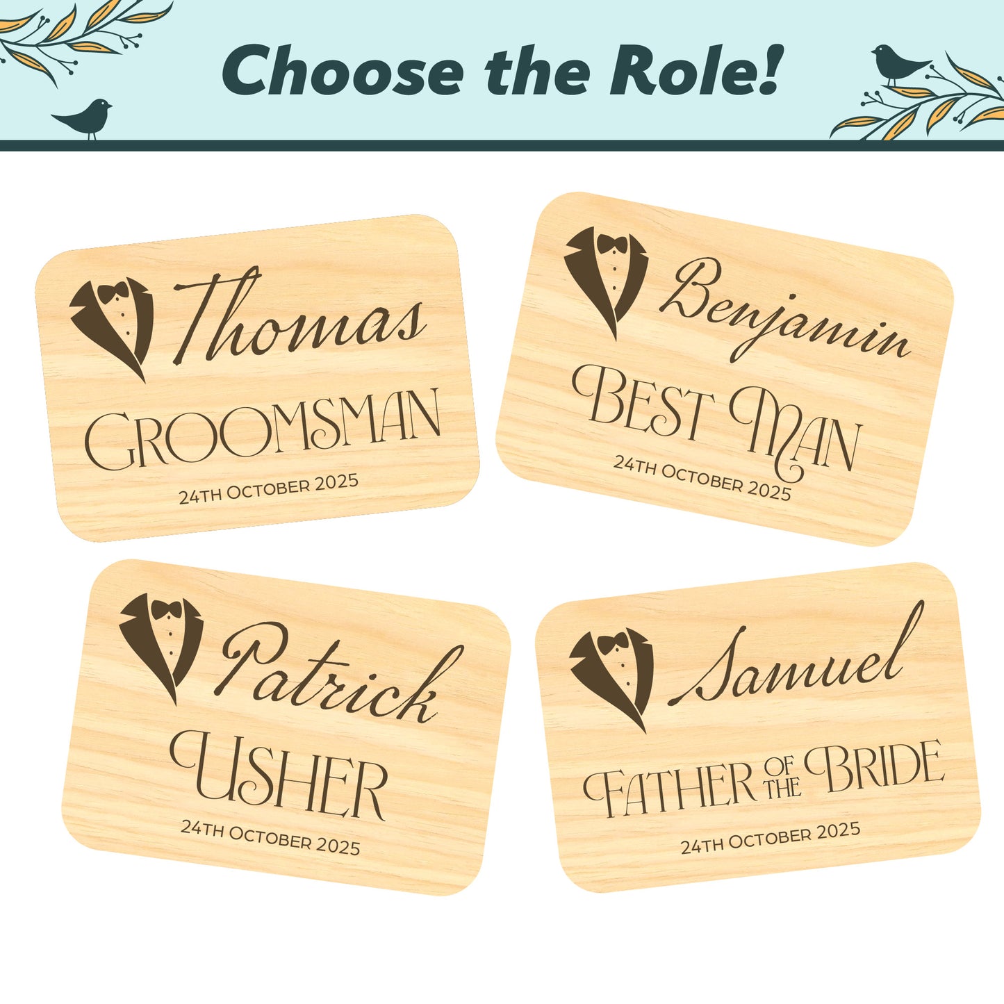 Personalised Groomsman Engraved Wooden Rectangle Bottle Opener for Best man, Usher, Groomsman, and more