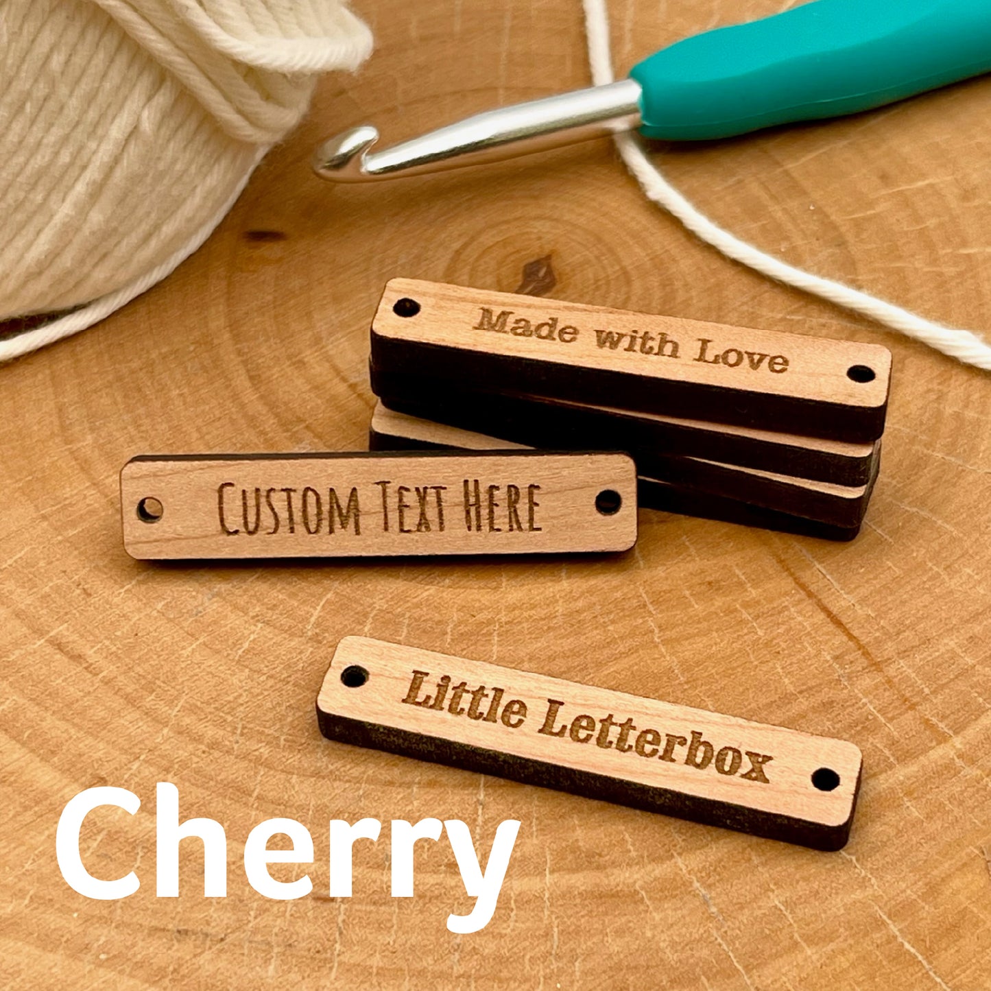 Custom Wood Clothing Tag Button for Crochet/Knitting