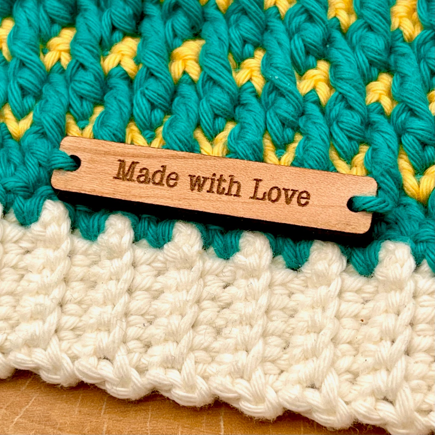 Custom Wood Clothing Tag Button for Crochet/Knitting