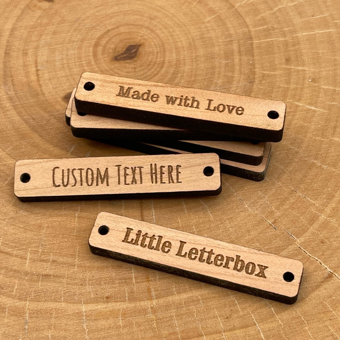 Custom Wood Clothing Tag Button for Crochet/Knitting