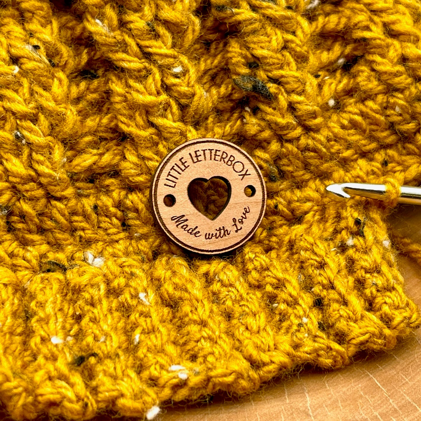 Custom Wood Clothing Heart Button for Crochet/Knitting