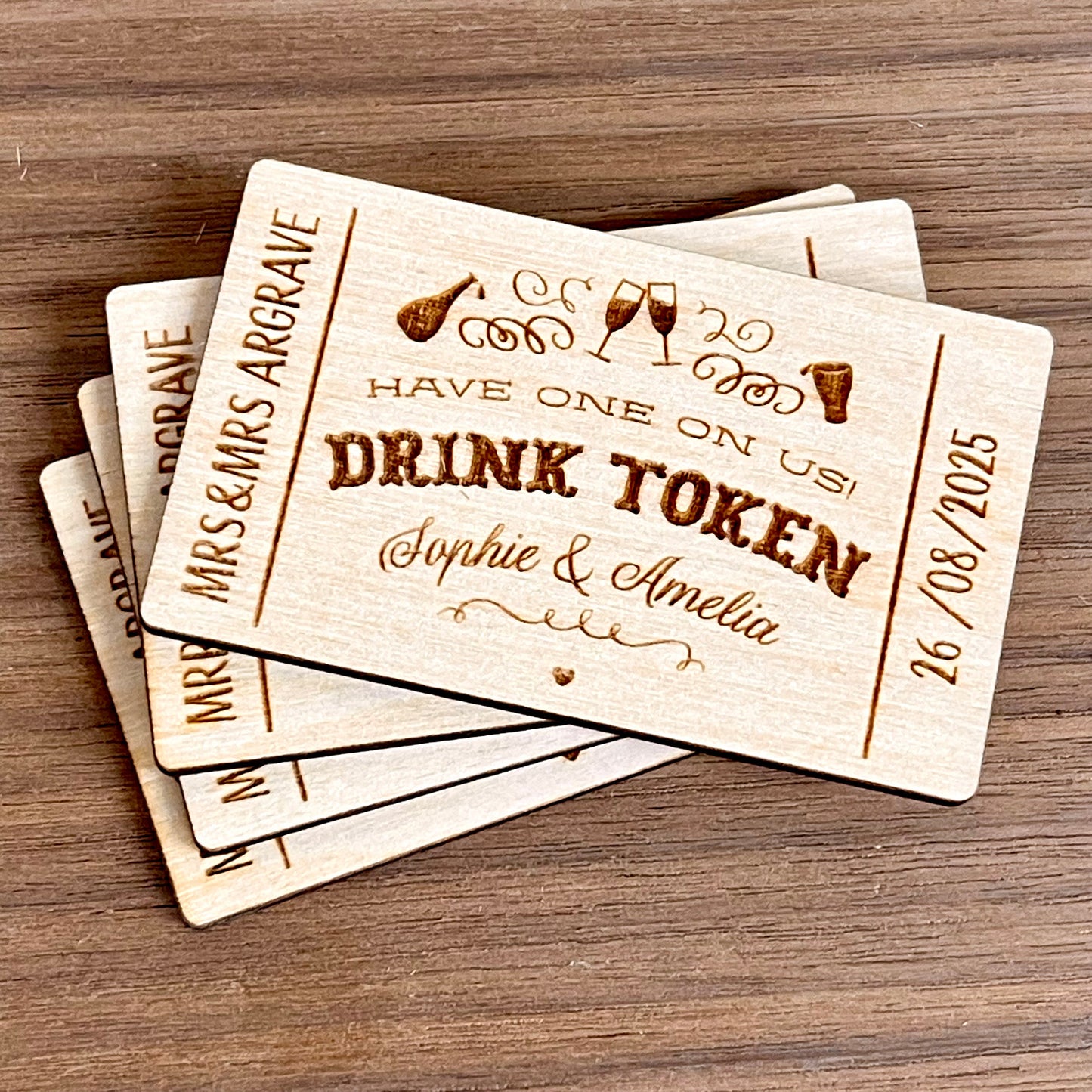 Personalised Drink Tokens for events/wedding