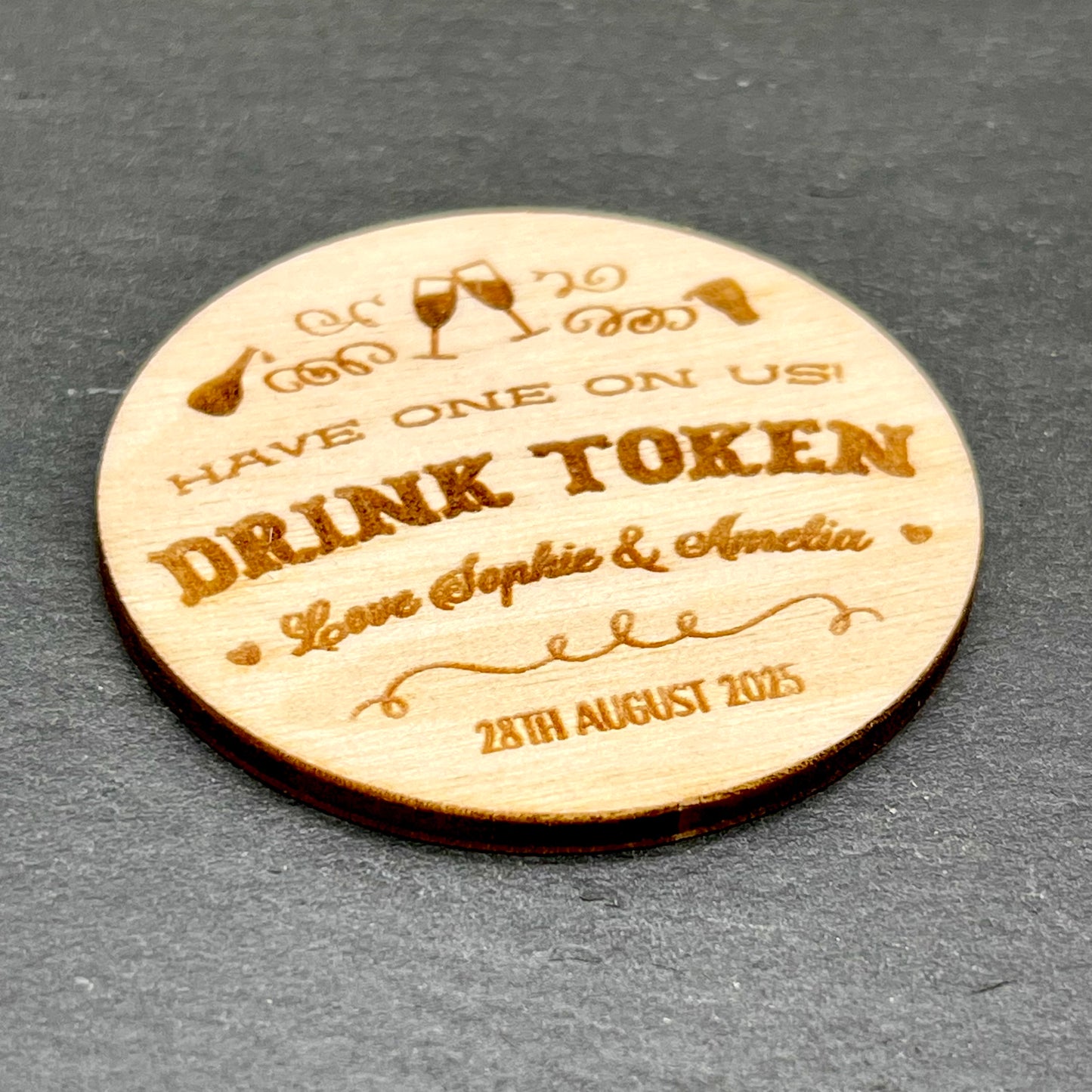 Personalised Drink Tokens for events/wedding