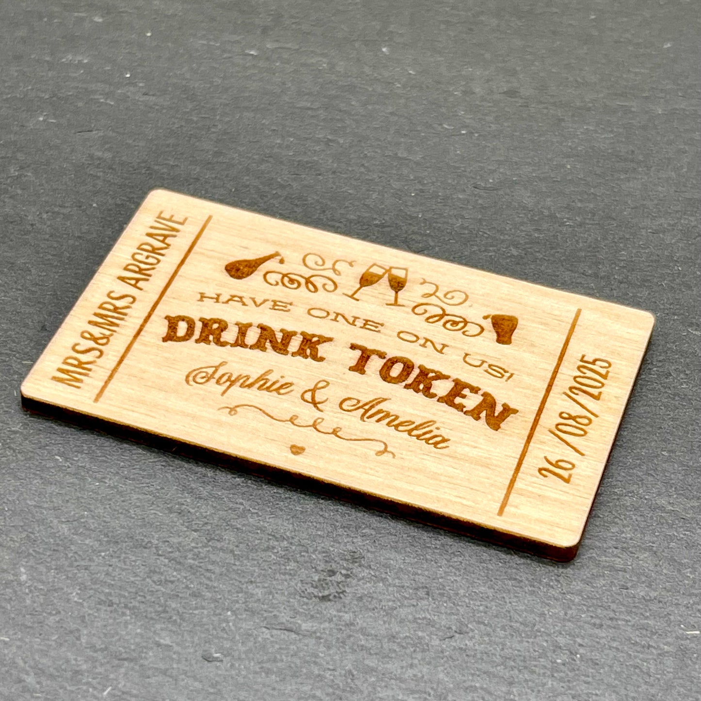 Personalised Drink Tokens for events/wedding