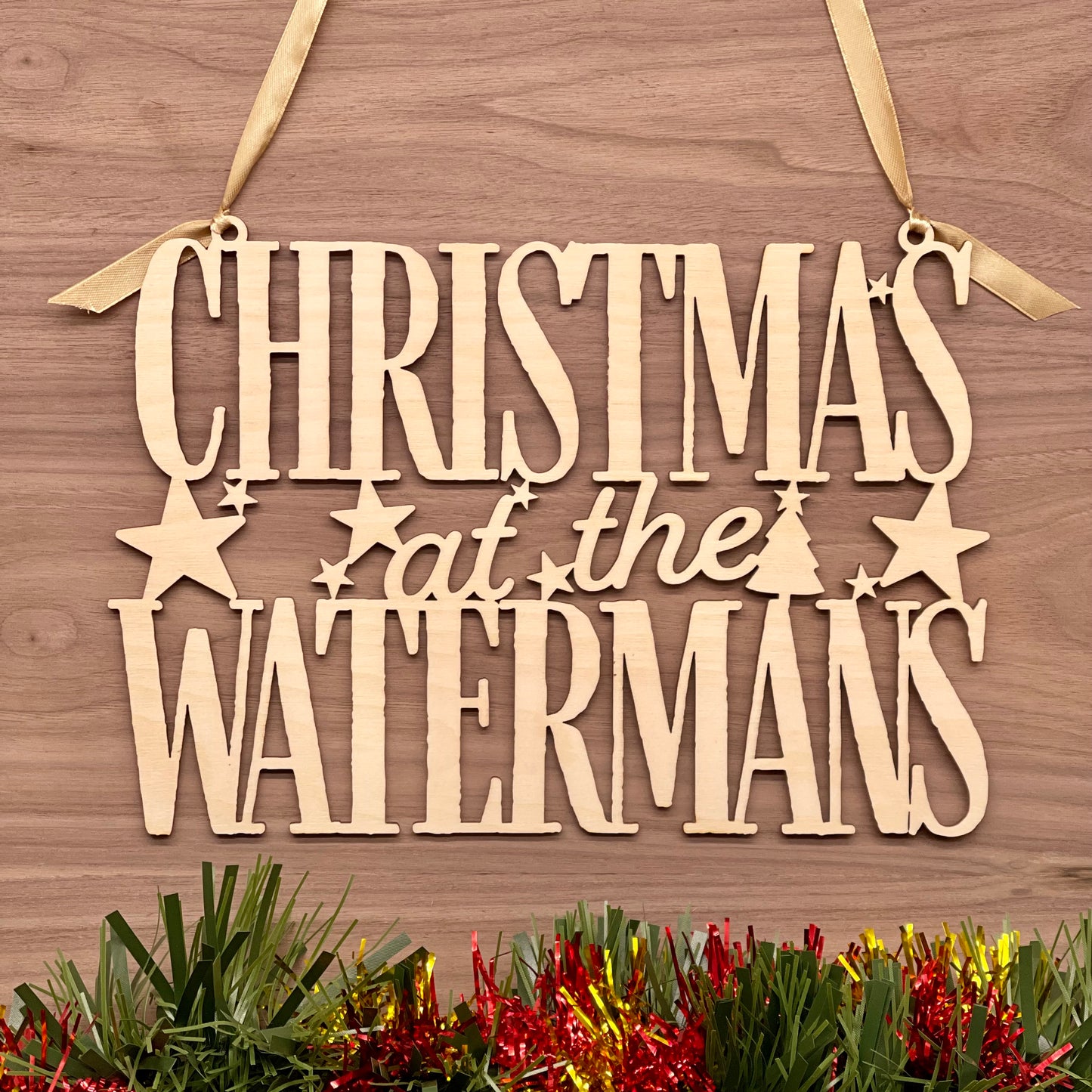 Christmas 'at the' Sign, Wooden Hanging Home Decor