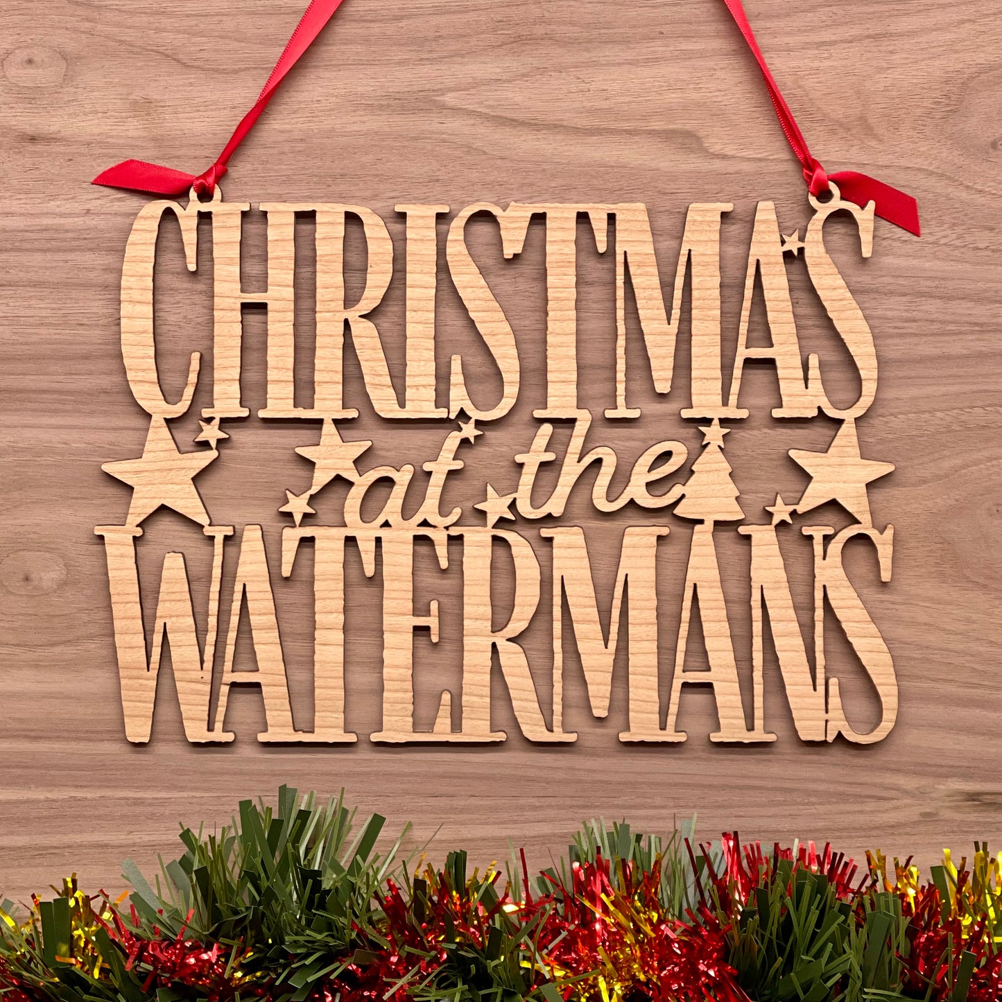 Christmas 'at the' Sign, Wooden Hanging Home Decor