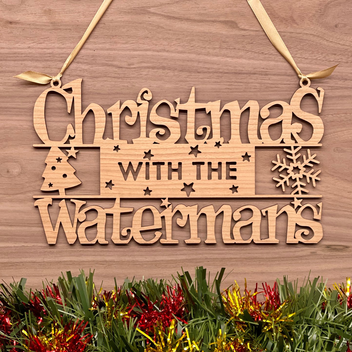 Christmas 'with the' Sign, Wooden Hanging Home Decor