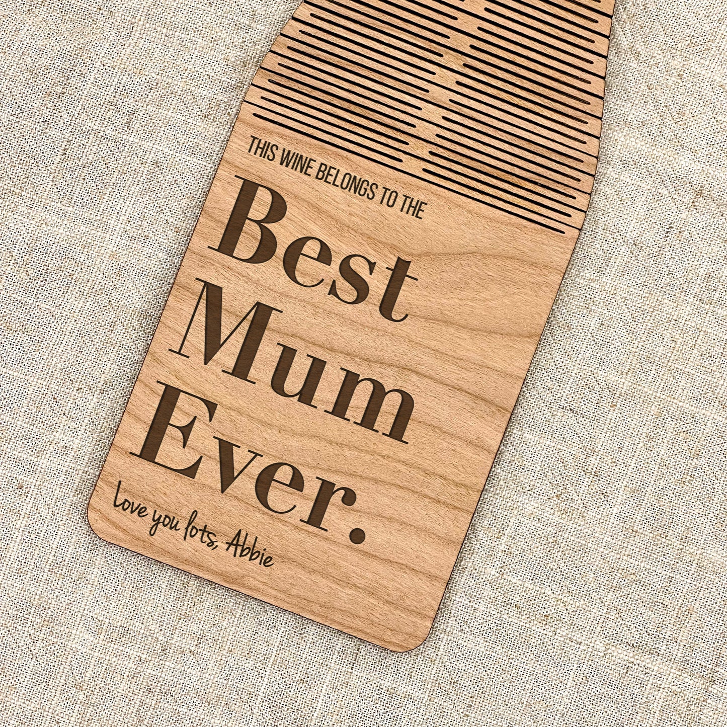 Wooden Wine Bottle Tag - for the Best Mum Ever