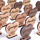 Heart wedding table name cards together