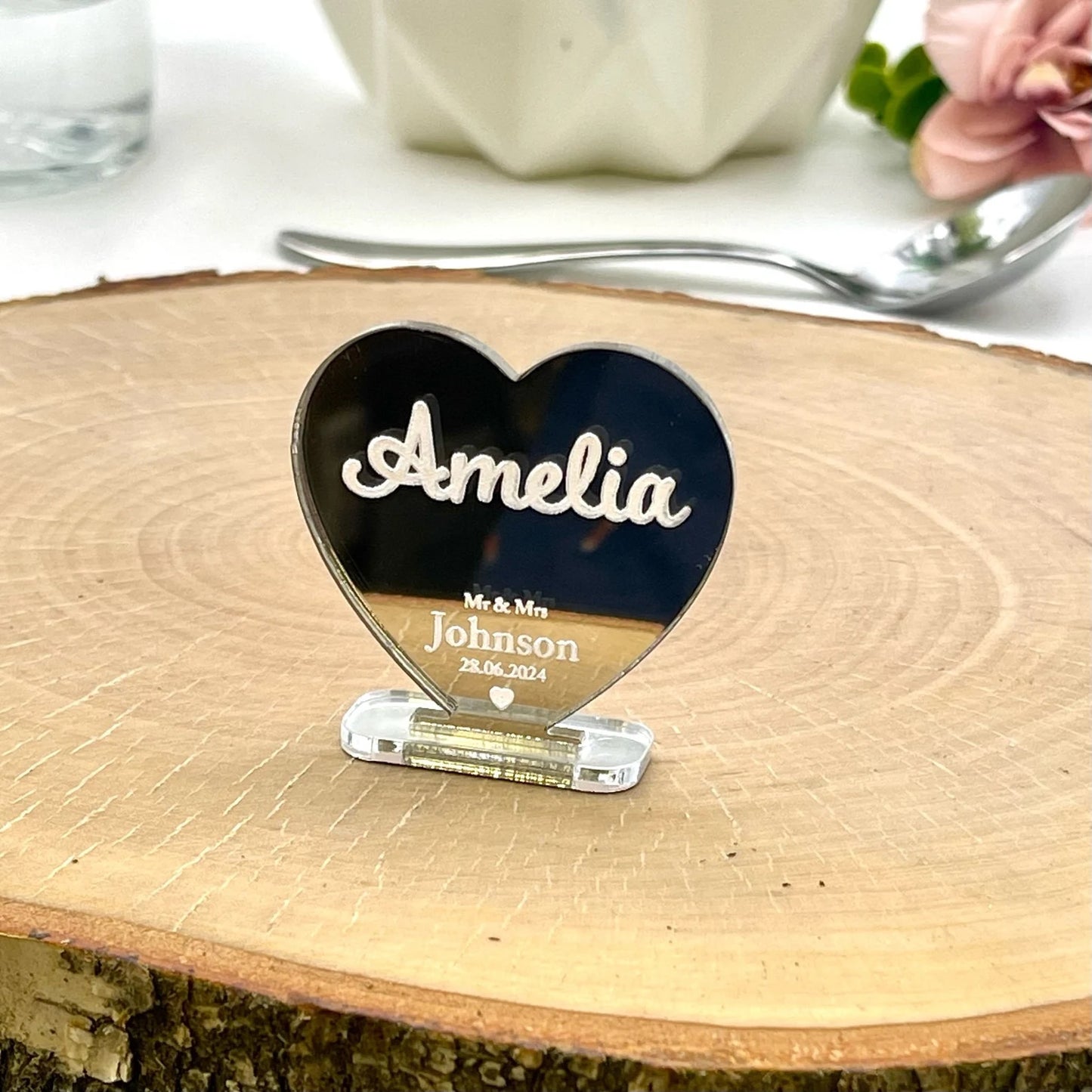 Personalised Mirrored Silver/Gold Wedding Place Settings