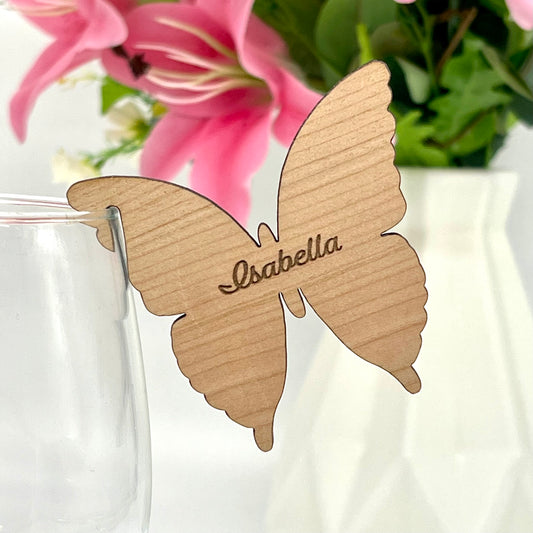 Personalised Glass Edge Wooden Butterfly Wedding Place Names