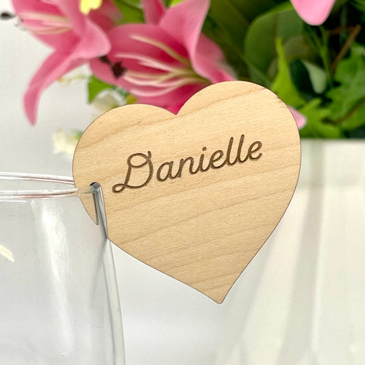 Personalised Glass Edge Wooden Heart Wedding Place Names