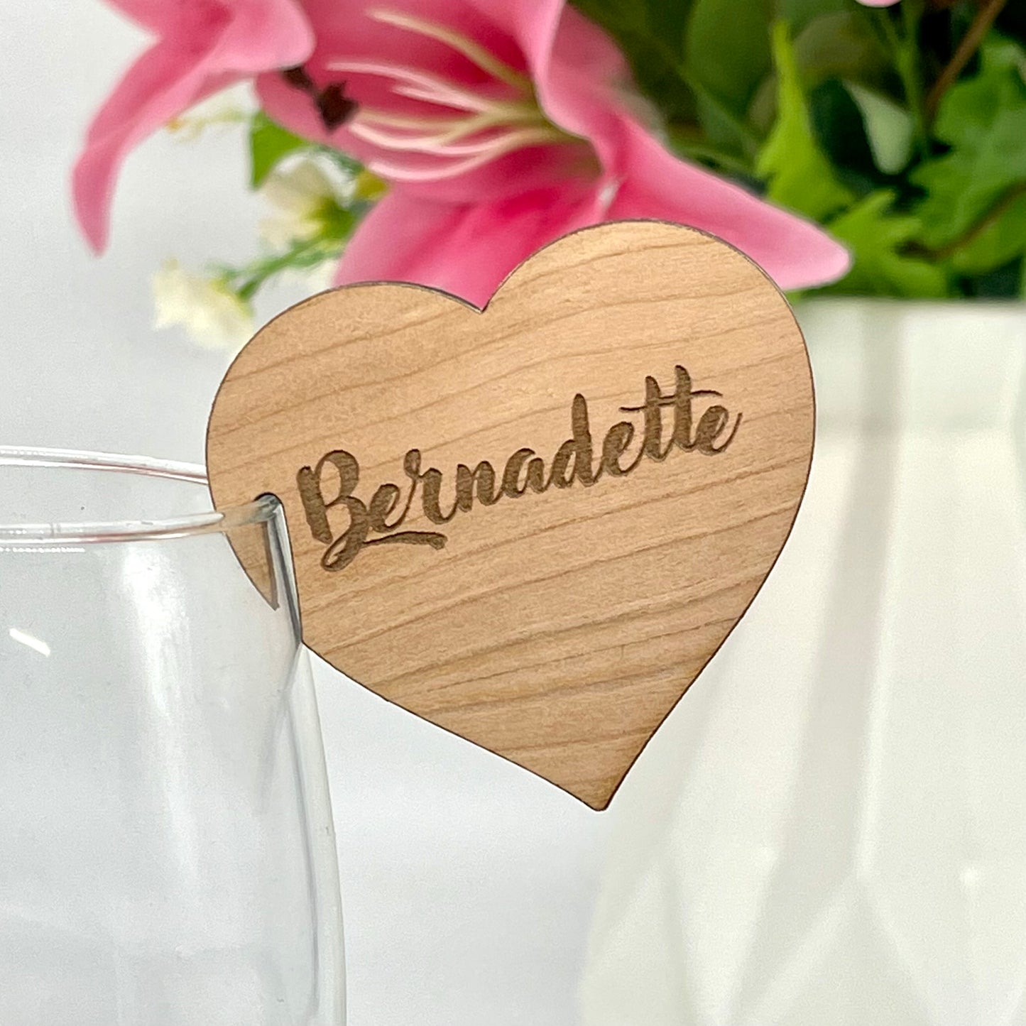 Personalised Glass Edge Wooden Heart Wedding Place Names