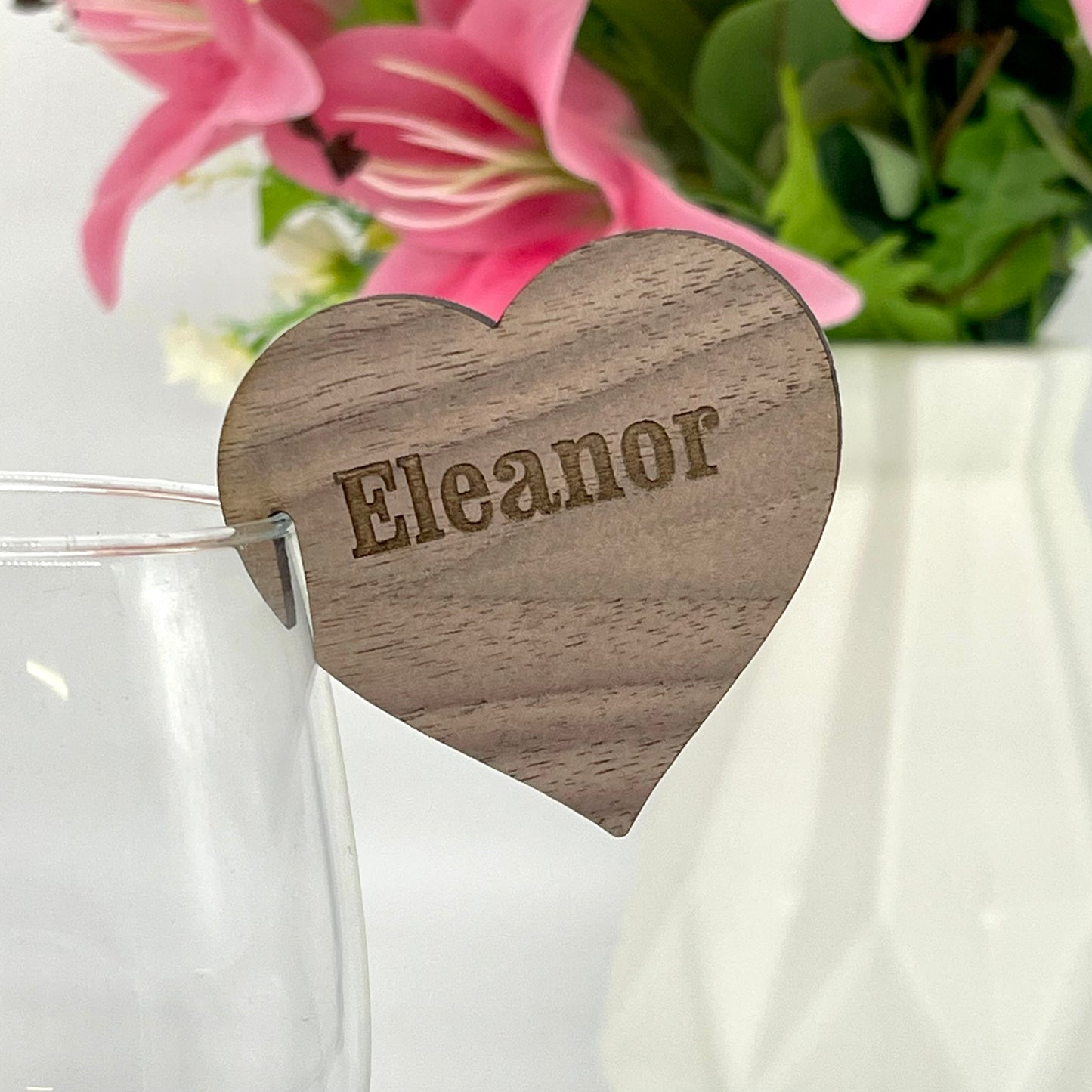 Personalised Glass Edge Wooden Heart Wedding Place Names