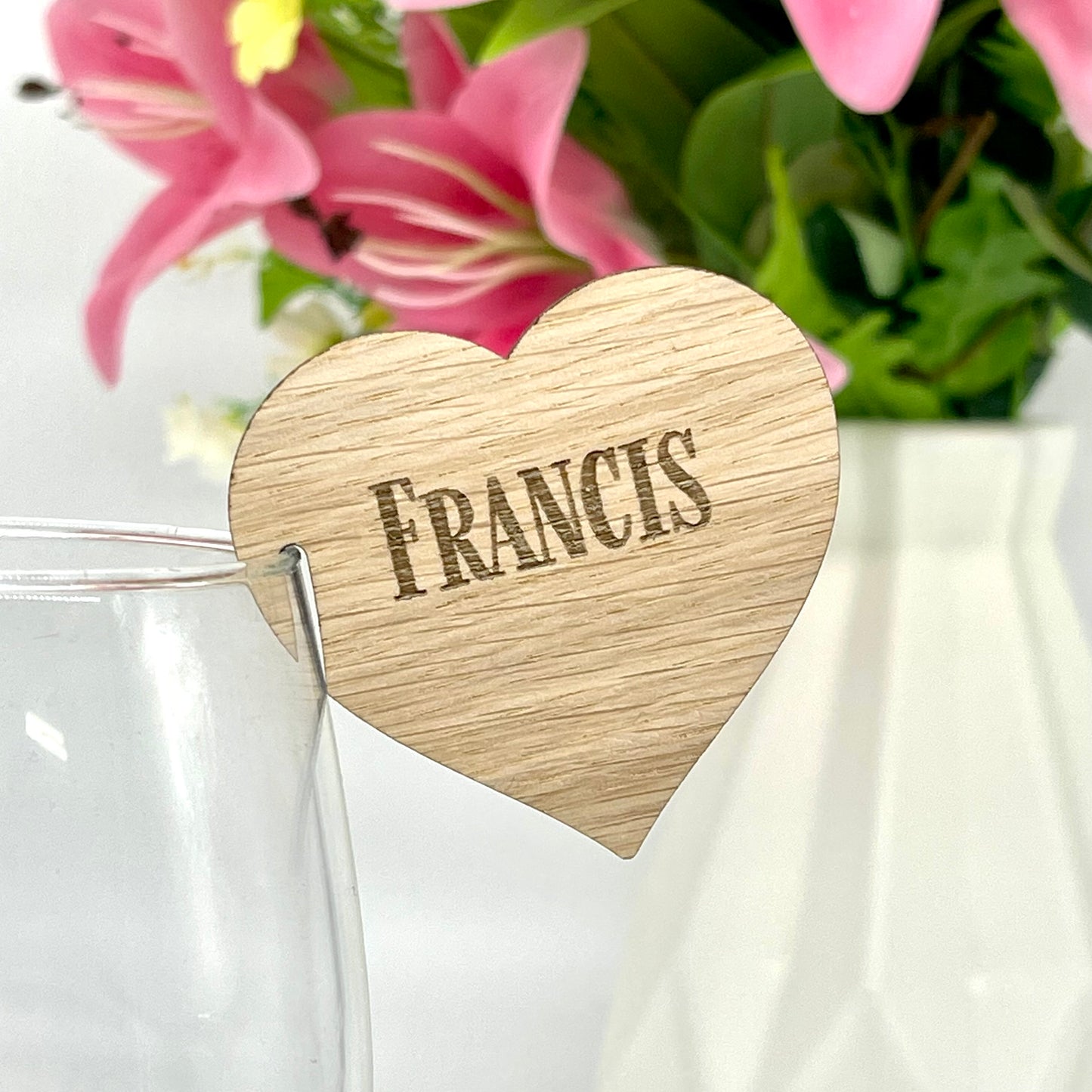 Personalised Glass Edge Wooden Heart Wedding Place Names