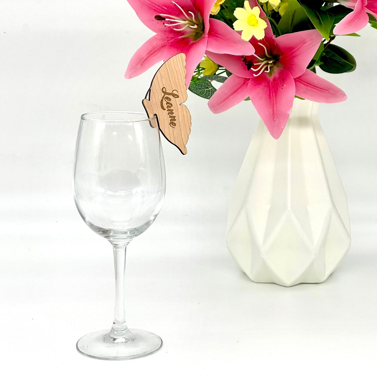 Personalised Glass Edge Wooden Butterfly Wing Wedding Place Names