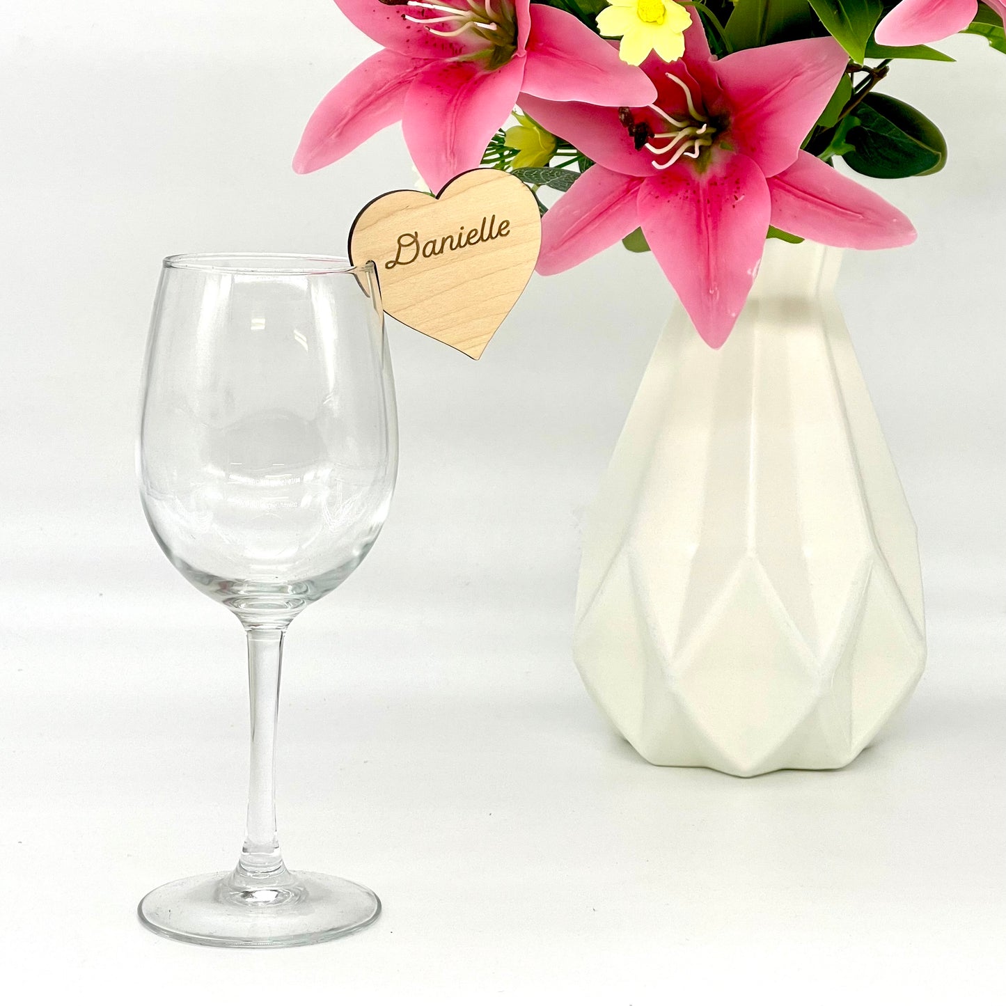 Personalised Glass Edge Wooden Heart Wedding Place Names